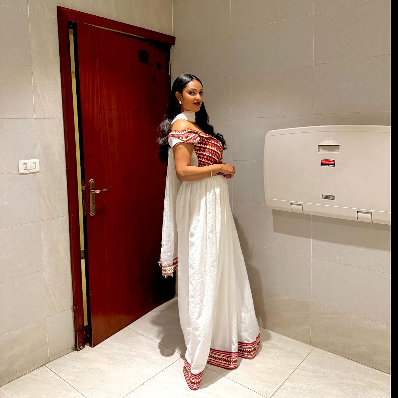 Ethiopian Traditional Dress Red And Gold Cultural Habesha Kemis Off-Shoulder Habesha Dress 288