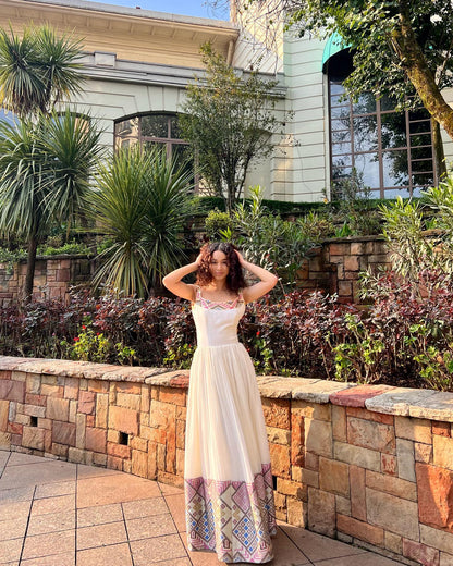 Timeless Habesha Kemis Multicolor Habesha Dress with Traditional Weaving Beautiful Habesha Dress 291