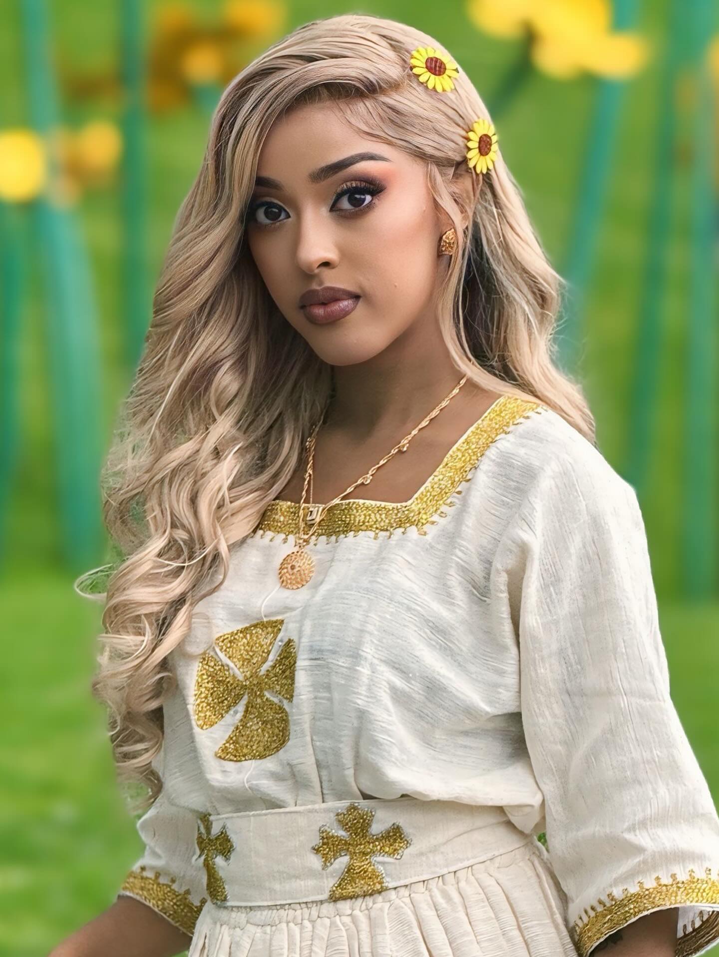 White & Gold Habesha Dress Hand Embroidered Habesha Kemis Ethiopian Traditional Dress for Women 301