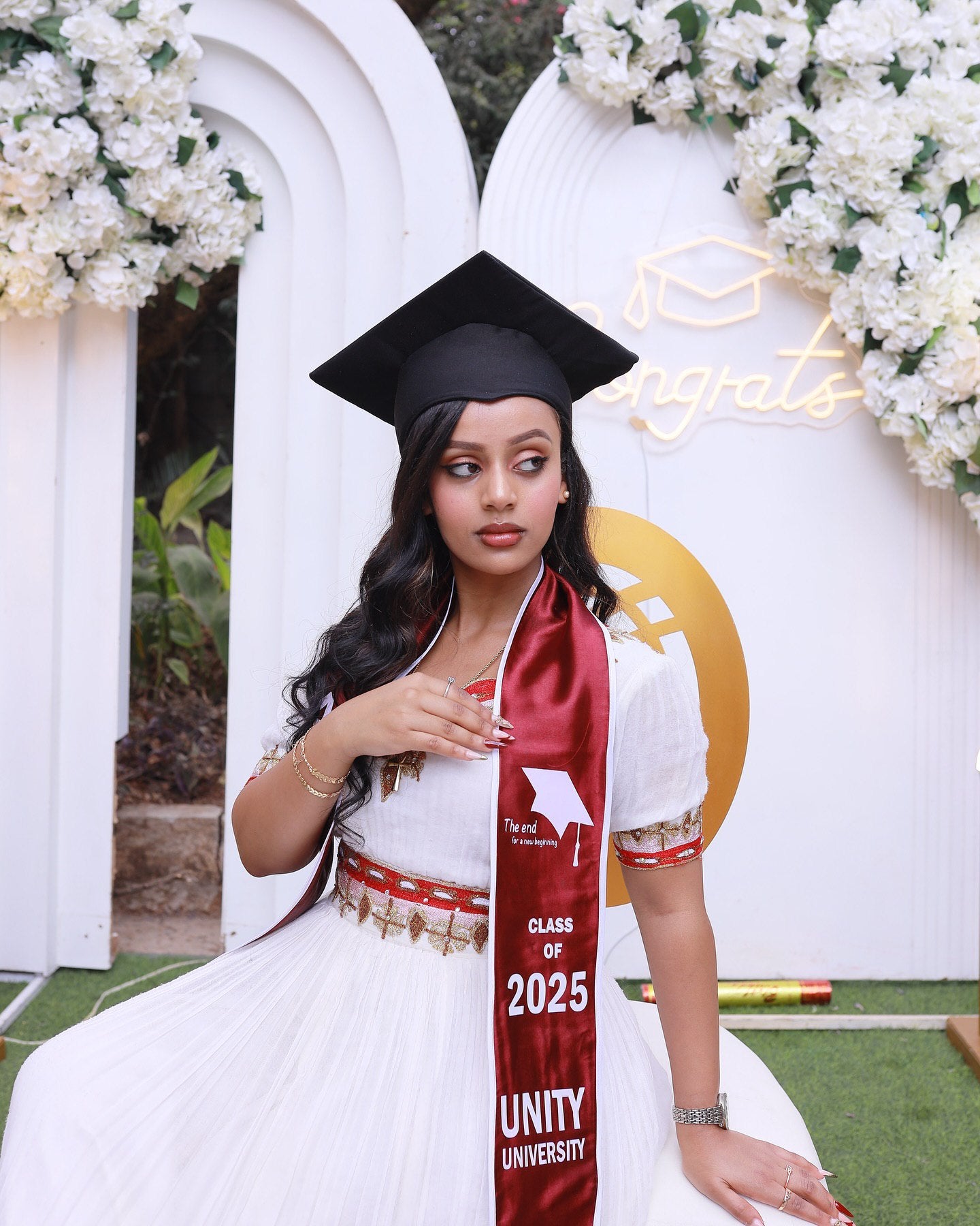 Short Sleeve Habesha Kemis Red Embroidery Habesha Dress Ethiopian Clothing 303