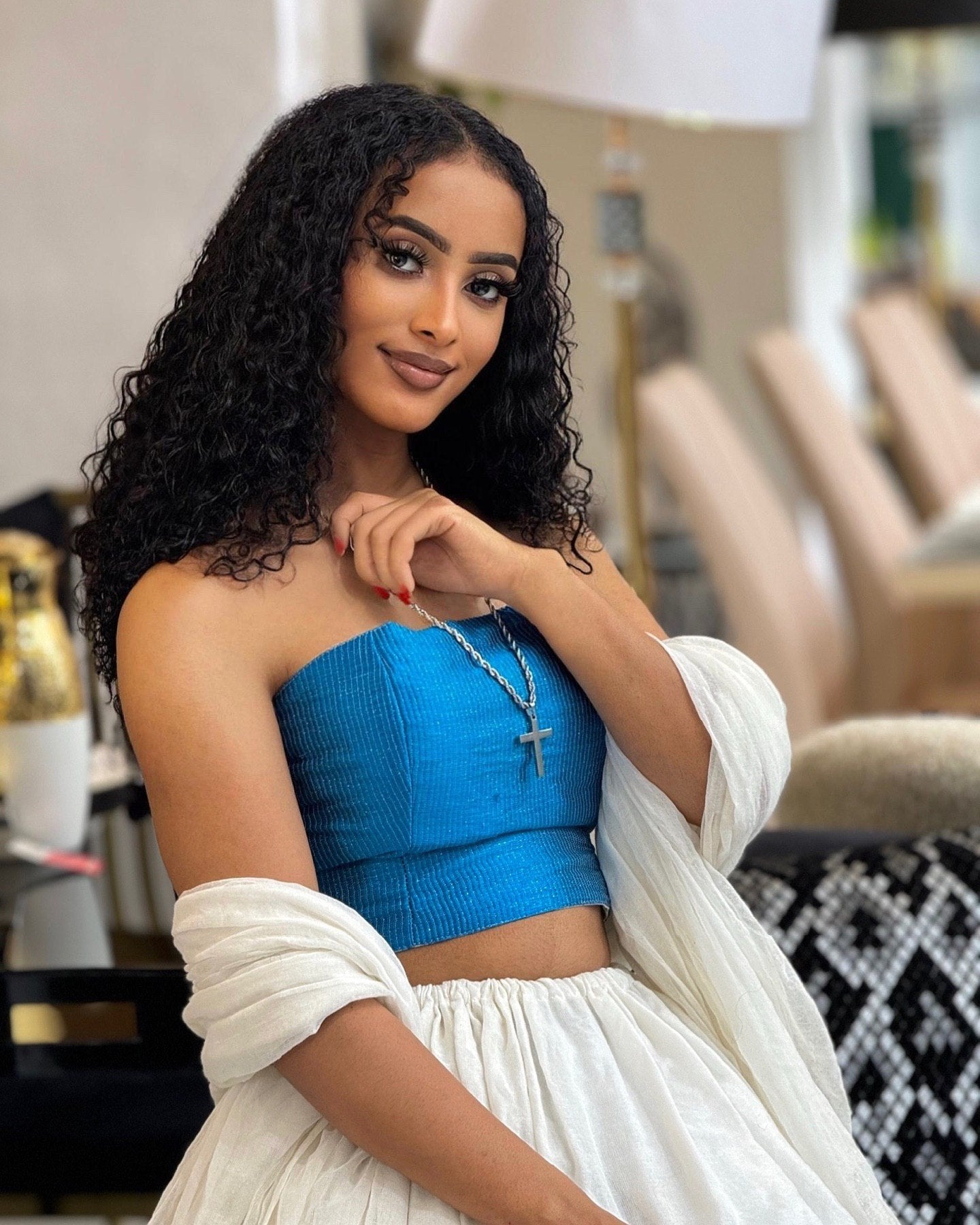 Refined Habesha Kemis Radiant Ethiopian Clothing Strapless Habesha Dress 313