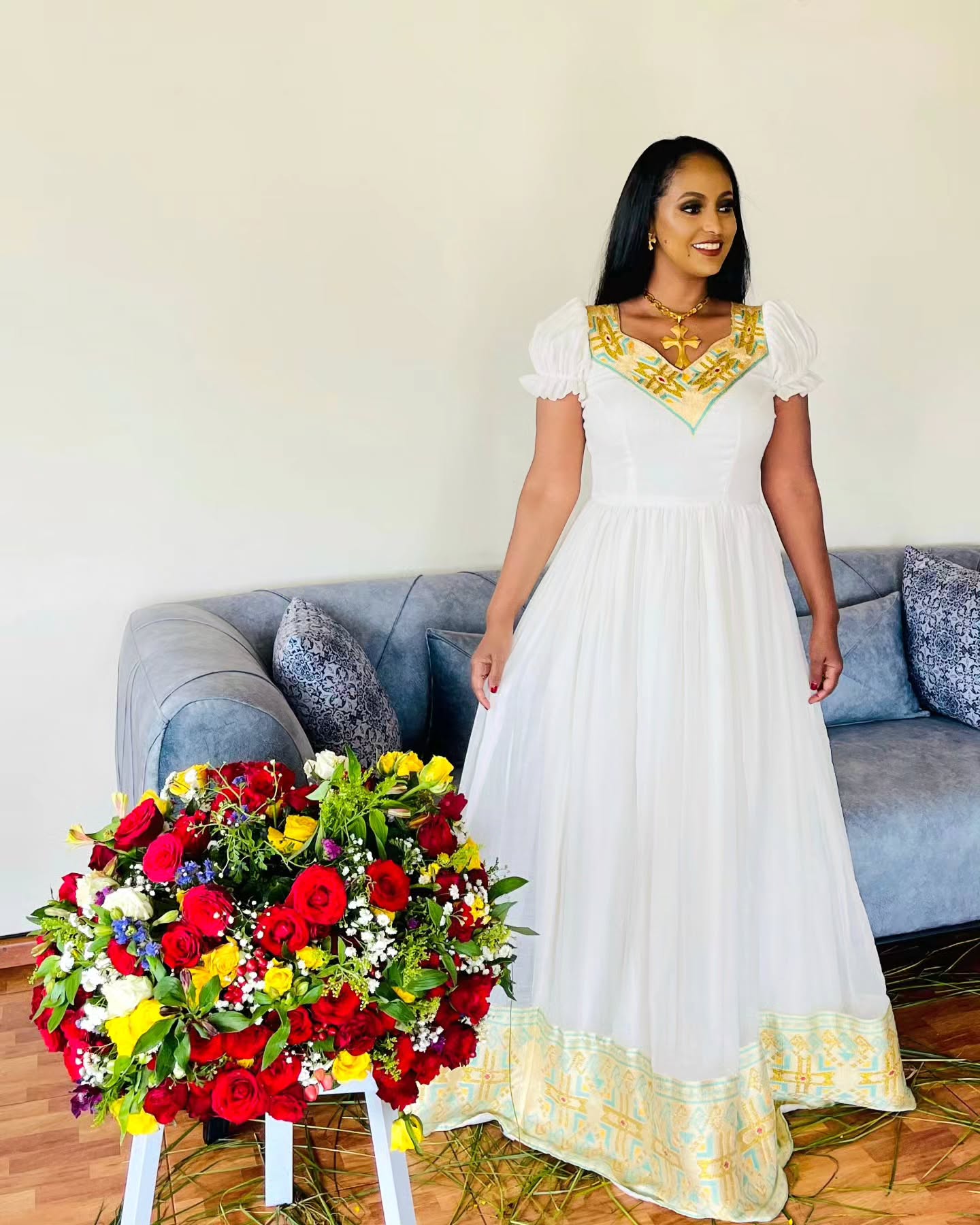 Habesha Kemis For Event Short Sleeve Habesha Dress Ethiopian Traditional Dress 329