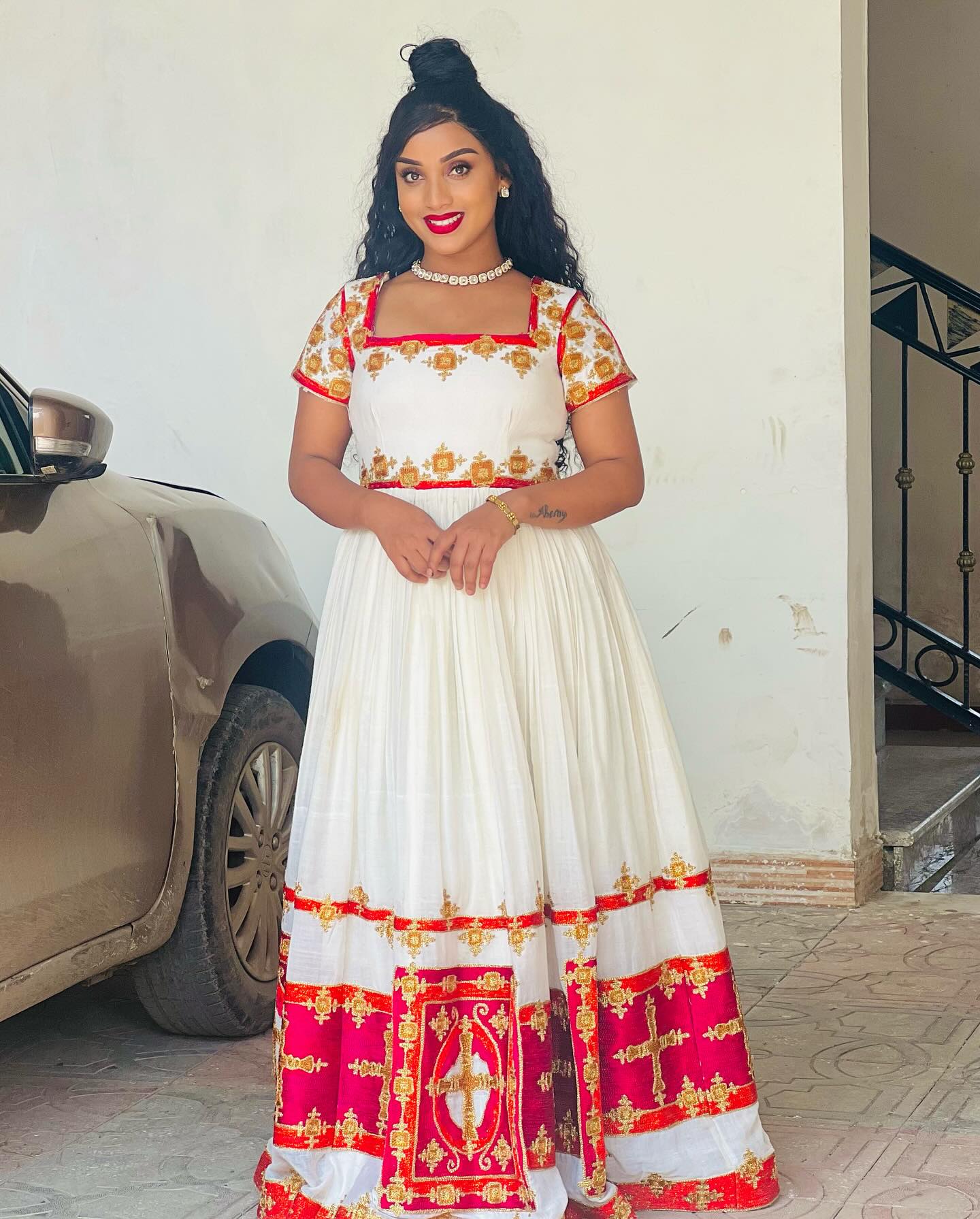 Habesha kemis woven charm Short Sleeve habesha dress Cultural Ethiopian clothing 337