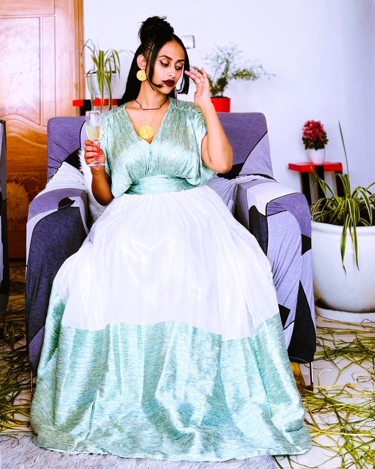 Handwoven Habesha Dress Vibrant Habesha Kemis Ethiopian Clothing For Special Event 347