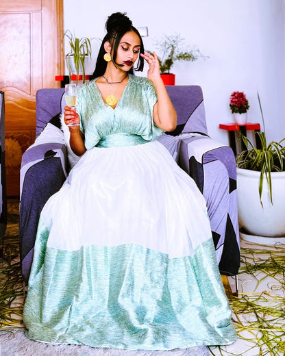 Handwoven Habesha Dress Vibrant Habesha Kemis Ethiopian Clothing For Special Event 347