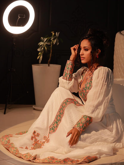 Authentic Habesha dress Ethiopian clothing style Handwoven Habesha Kemis 360