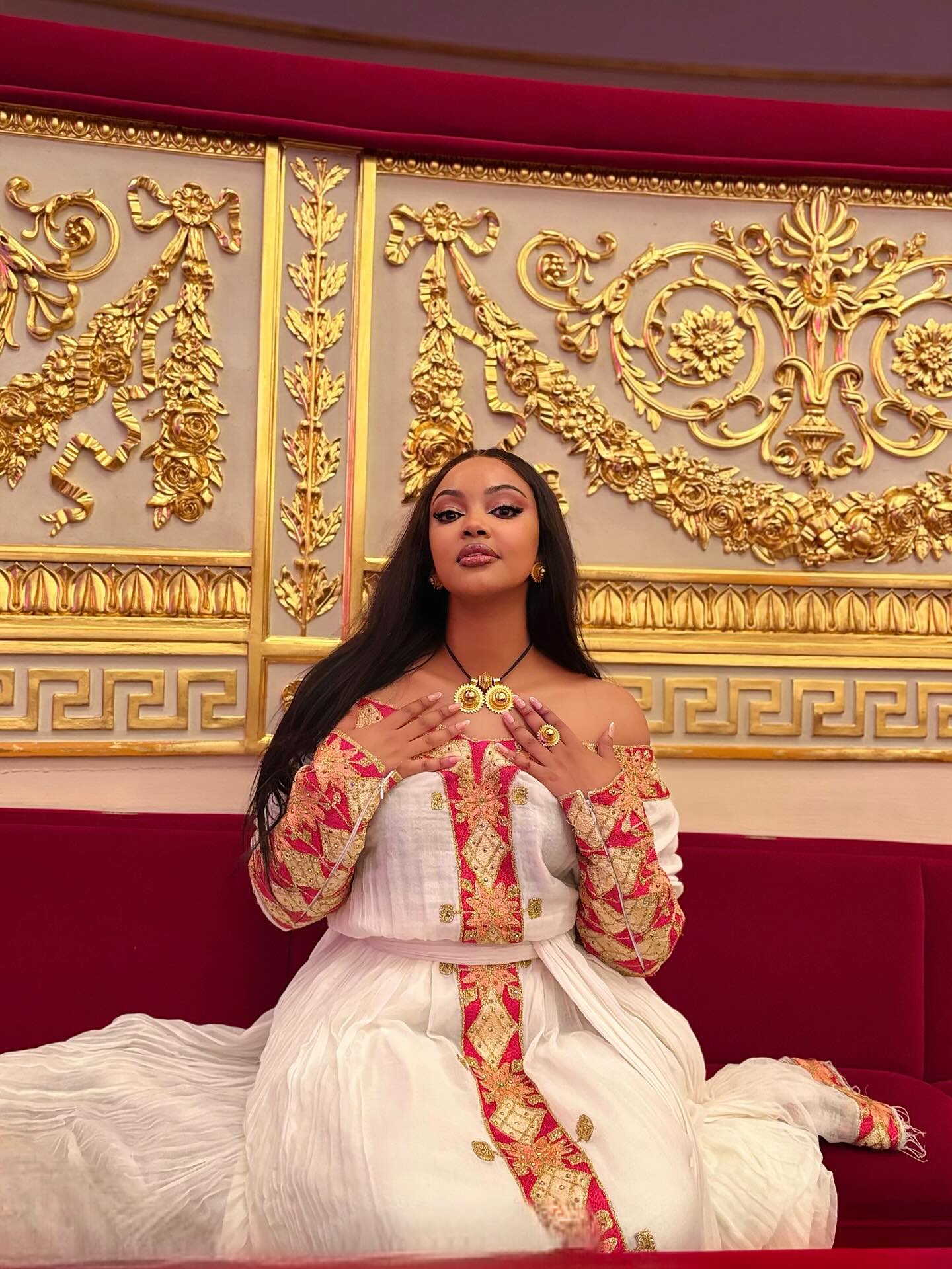 Red Woven Embroidery Habesha Dress Stylish Habesha Kemis Vibrant Eritrean Dress 368