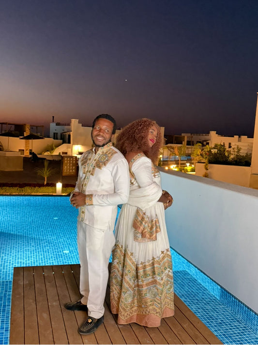 Ethiopian Couple Outfits Matching Habesha Set Ethiopian Traditional Matching Wear 