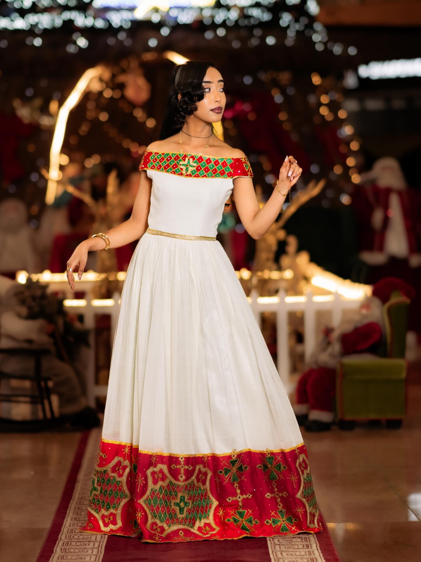 Habesha Dress For Festive Off-Shoulder Habesha Kemis Timeless Ethiopian Clothing 399