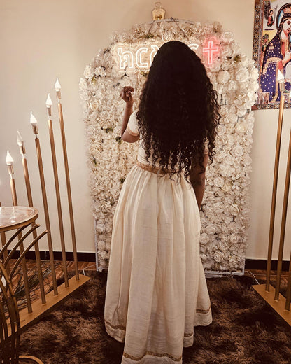 Minimal Elegance Habesha Kemis Simple Pattern Habesha Dress Cultural Ethiopian Clothing 405