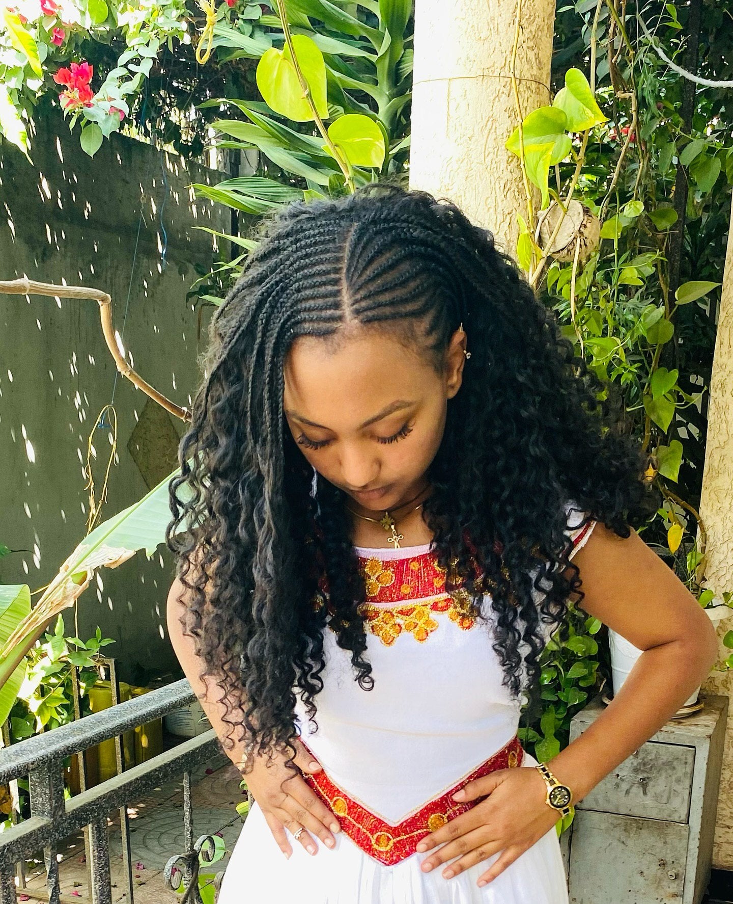 Red And Gold Embroidery Habesha  Classic Habesha Kemis Traditional Ethiopian Dress Style 414