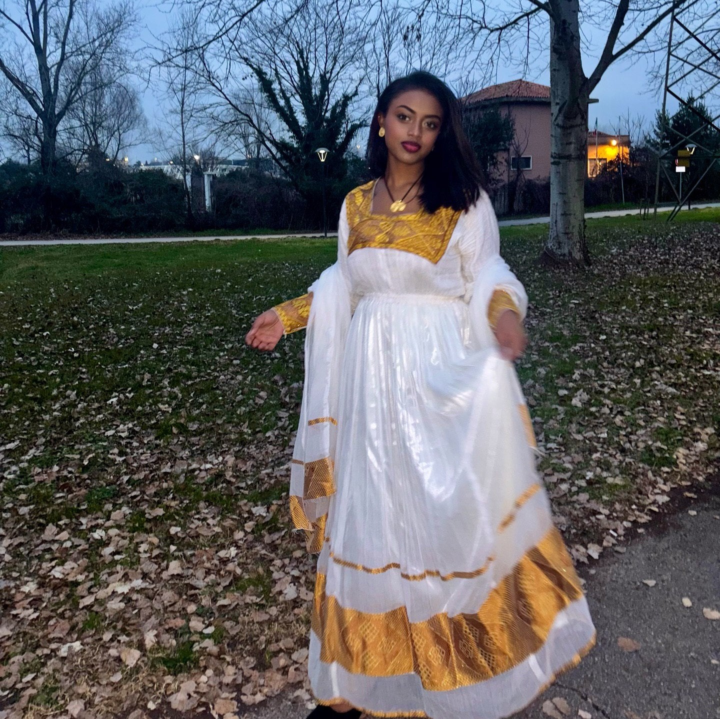 Handcrafted Habesha Kemis with Golden Weaving  Elegant Habesha Dress Rooted in Traditional Ethiopian Dress Style