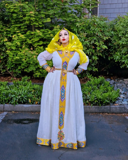 Authentic Habesha dress Long Sleeve Habesha Kemis Ethiopian Traditional Dress 423