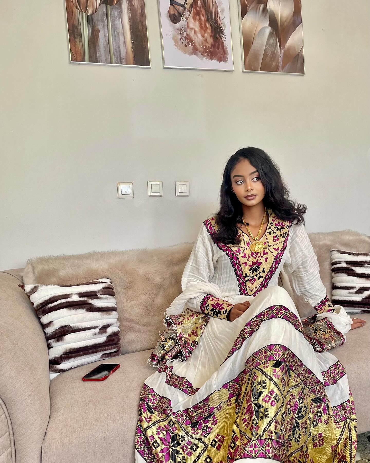 Classic Habesha Dress Traditional Ethiopian Dress For Festive Long Sleeve Habesha Kemis 425