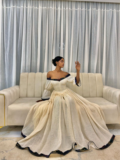 Off-Shoulder Habesha Dress Stylish Habesha Kemis For Festive Traditional Ethiopian Clothing 433
