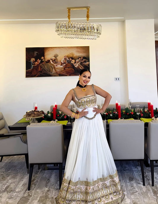 sleeveless ethiopian wedding dress traditional habesha style