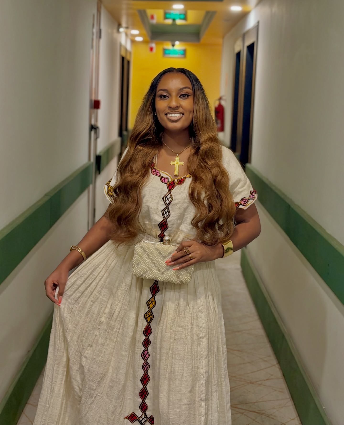 Multicolor Embroidery Habesha Dress Festive Ethiopian Dress Short Sleeve Habesha Kemis 463