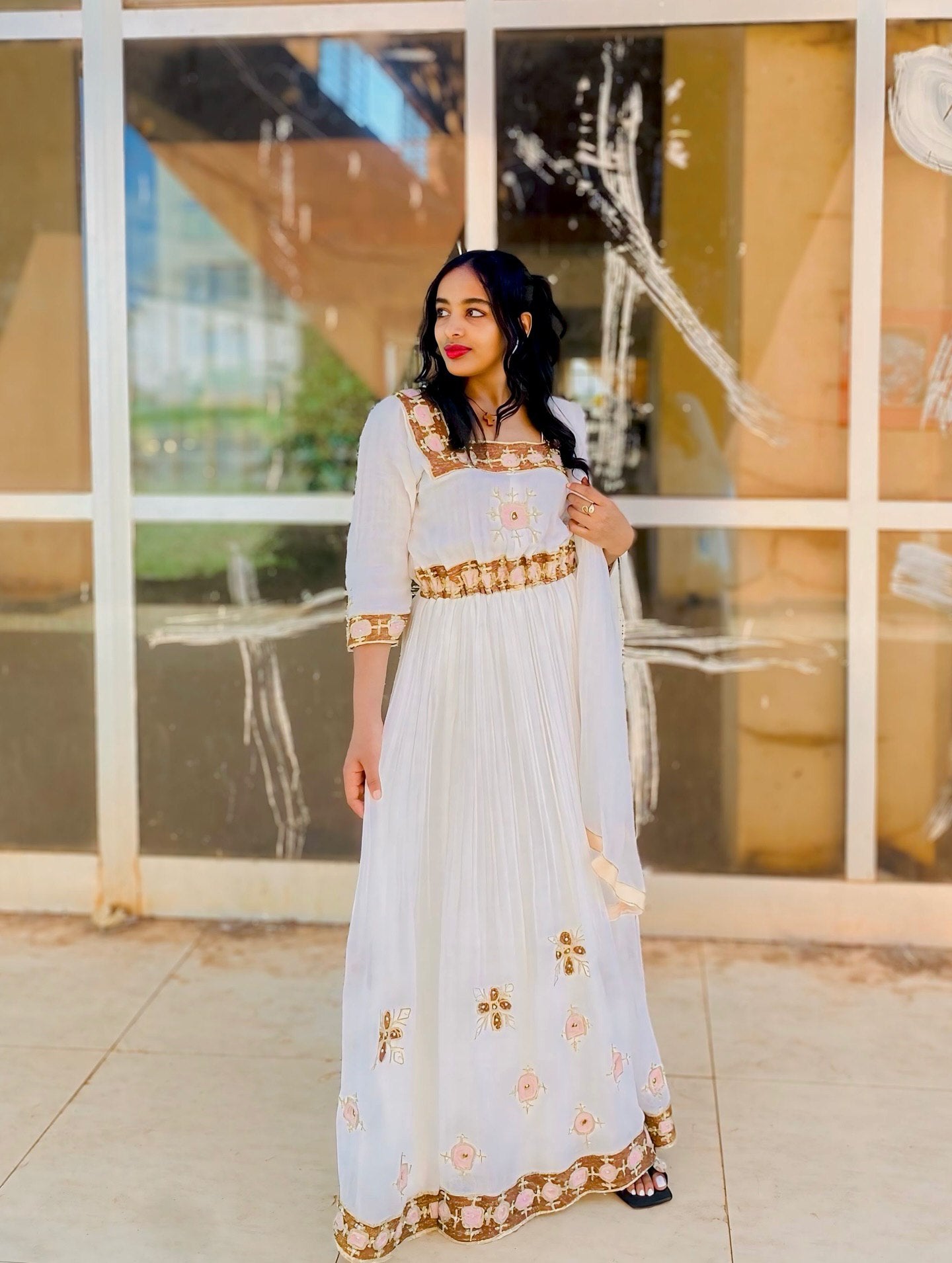 Cross Pattern Habesha Dress Timeless Habesha Kemis Traditional Ethiopian Clothing 469