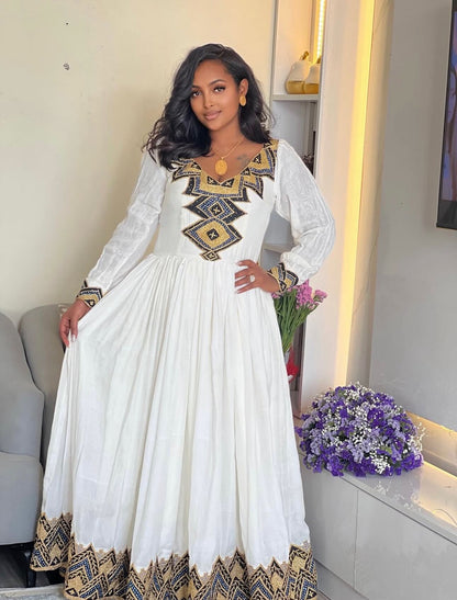 Charmante robe Habesha Élégante Habesha Kemis Vêtements culturels éthiopiens 482