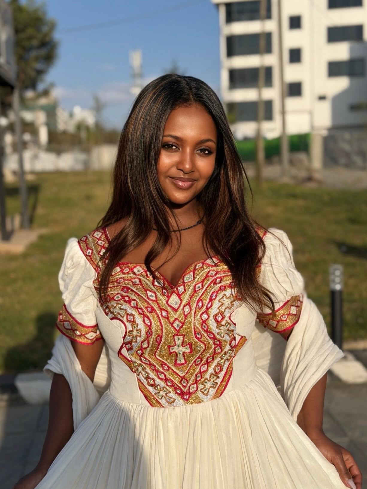 Ethiopian Wedding Dress Short Sleeve Habesha Kemis Golden Embroidery Habesha Dress 484