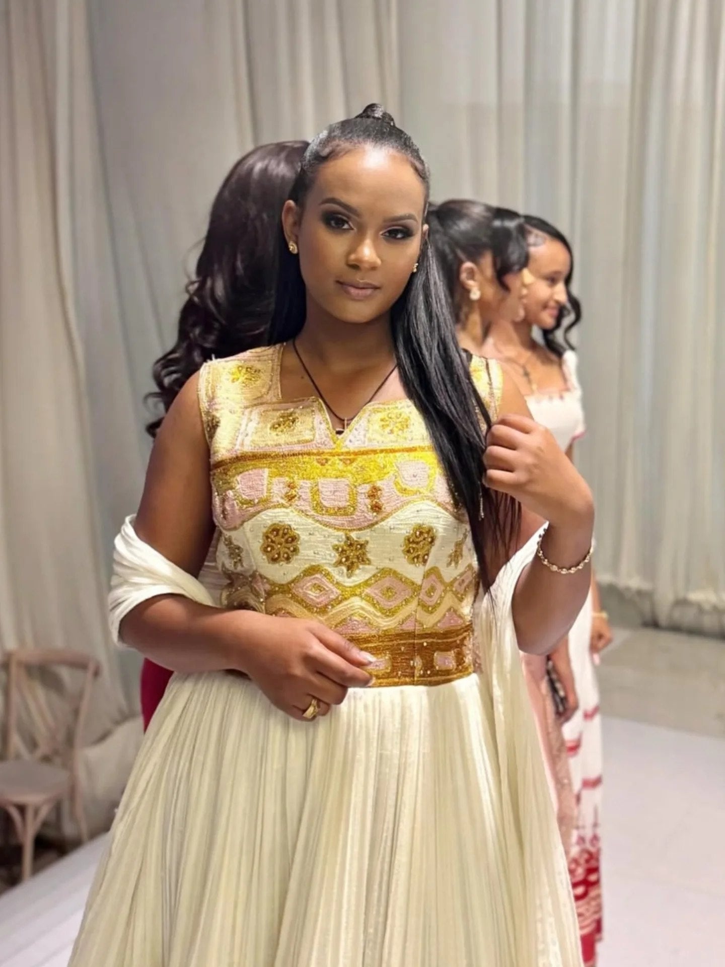 Sleeveless Habesha Dress Ethiopian Wedding Dress Multicolor Embroidery Habesha Kemis 486