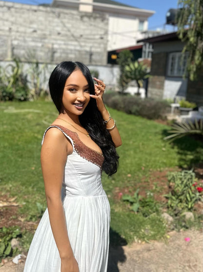 White Habesha Dress With Vibrant Embroidery Charming Habesha Kemis Cultural Ethiopian Dress 514