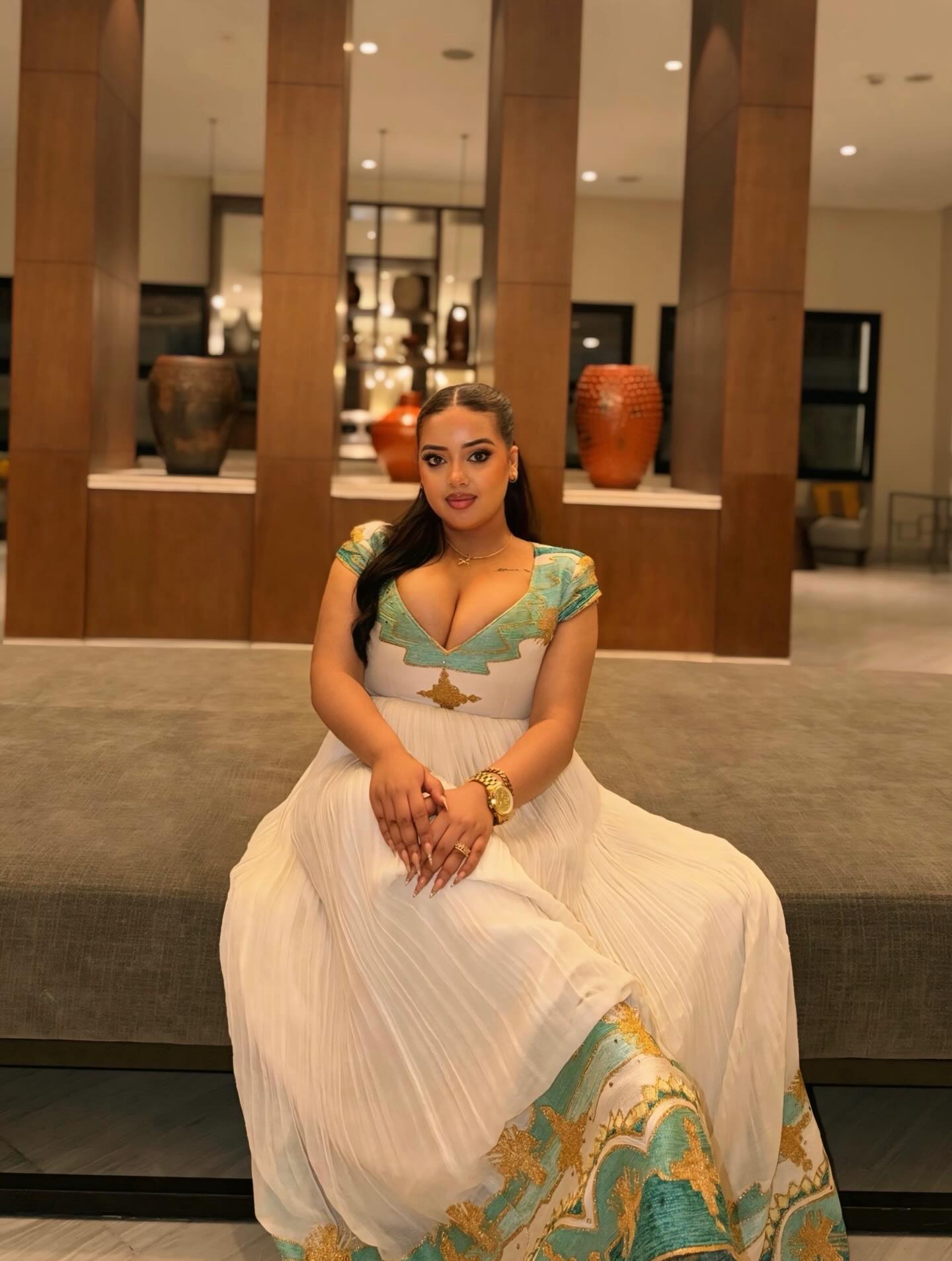 Short Sleeve Habesha Kemis Traditional Cross Stitch Habesha Dress Ethiopian Clothing For Event 527