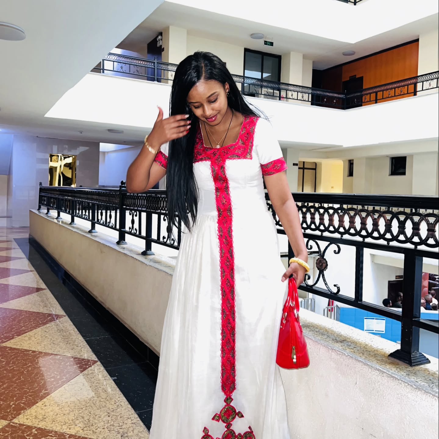 Short Sleeve Habesha Dress Red Embroidery Habesha Kemis Timeless Cultural Ethiopian Dress 534