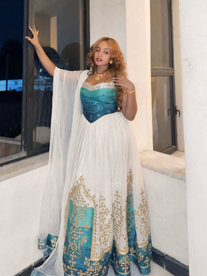 Graceful Habesha Dress for Wedding Celebrations Traditional Ethiopian Wedding Dress 339