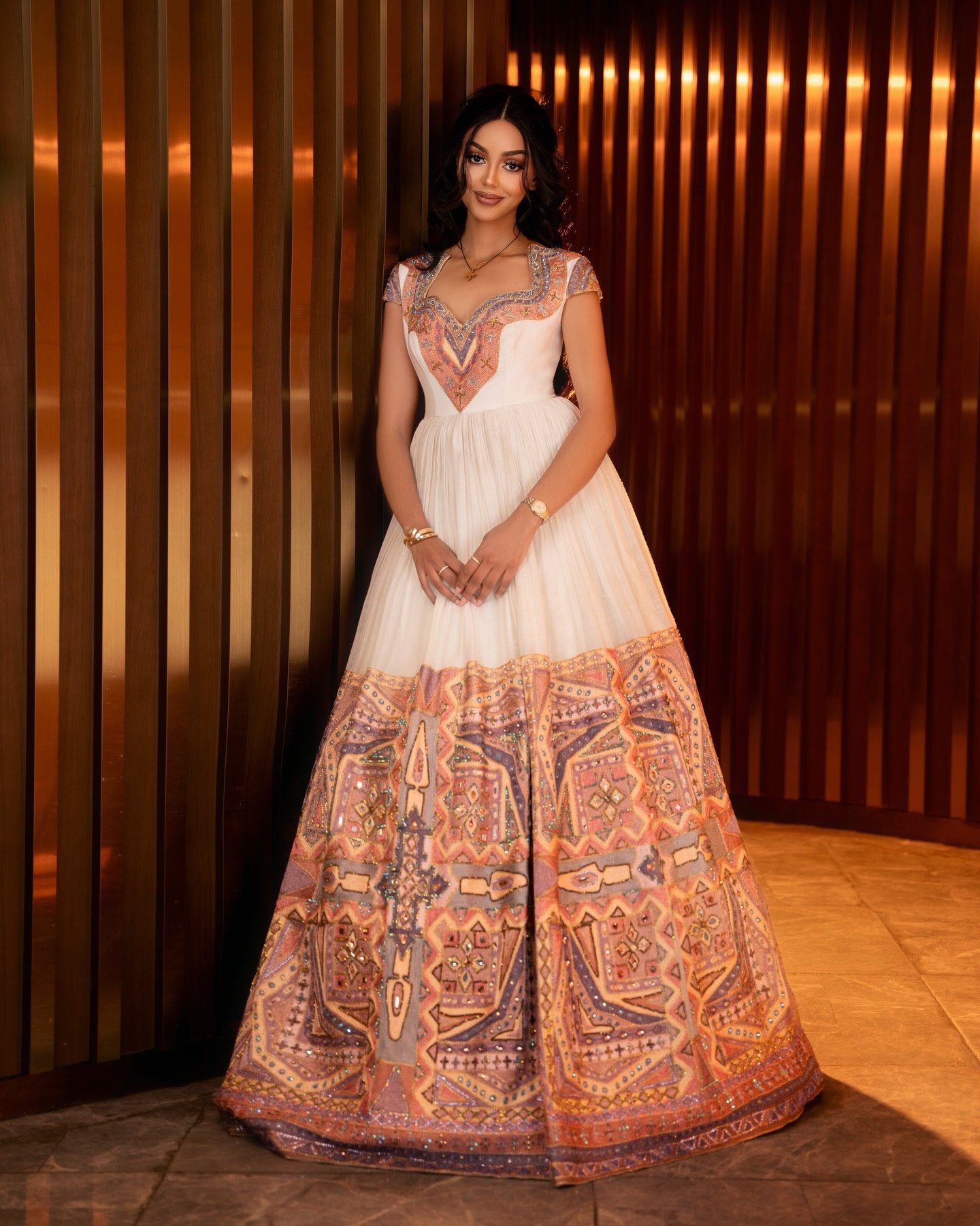 Traditional Ethiopian Wedding Dress Golden Embroidery Habesha Dress Luxurious Habesha Kemis For Wedding 546