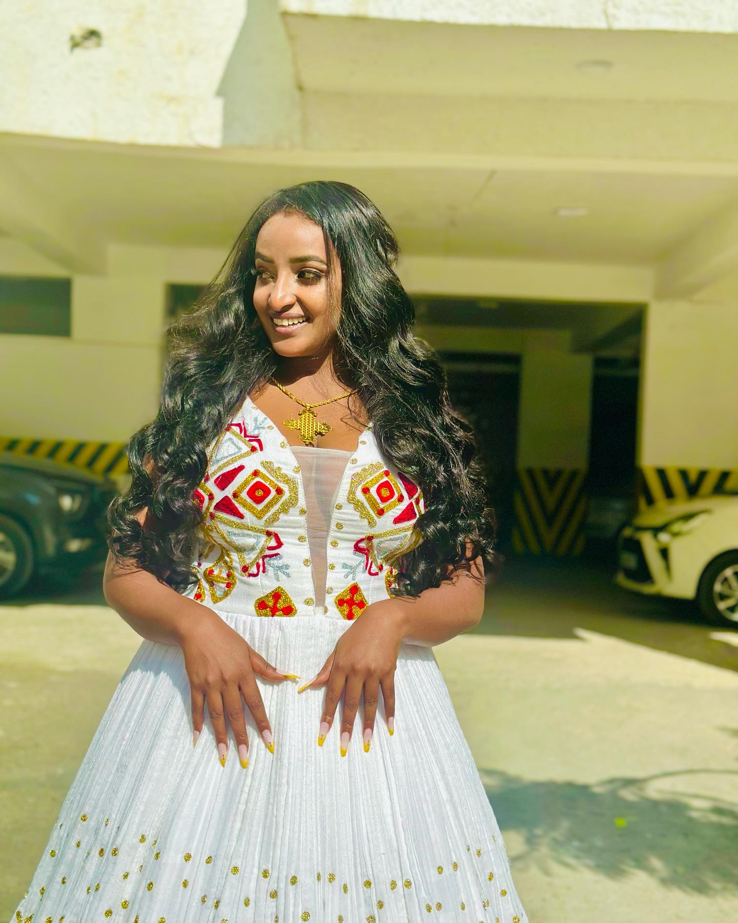 Sleeveless Habesha Kemis Red and Gold Cross Embroidery Habesha Dress Timeless Ethiopian Wedding Dress 551