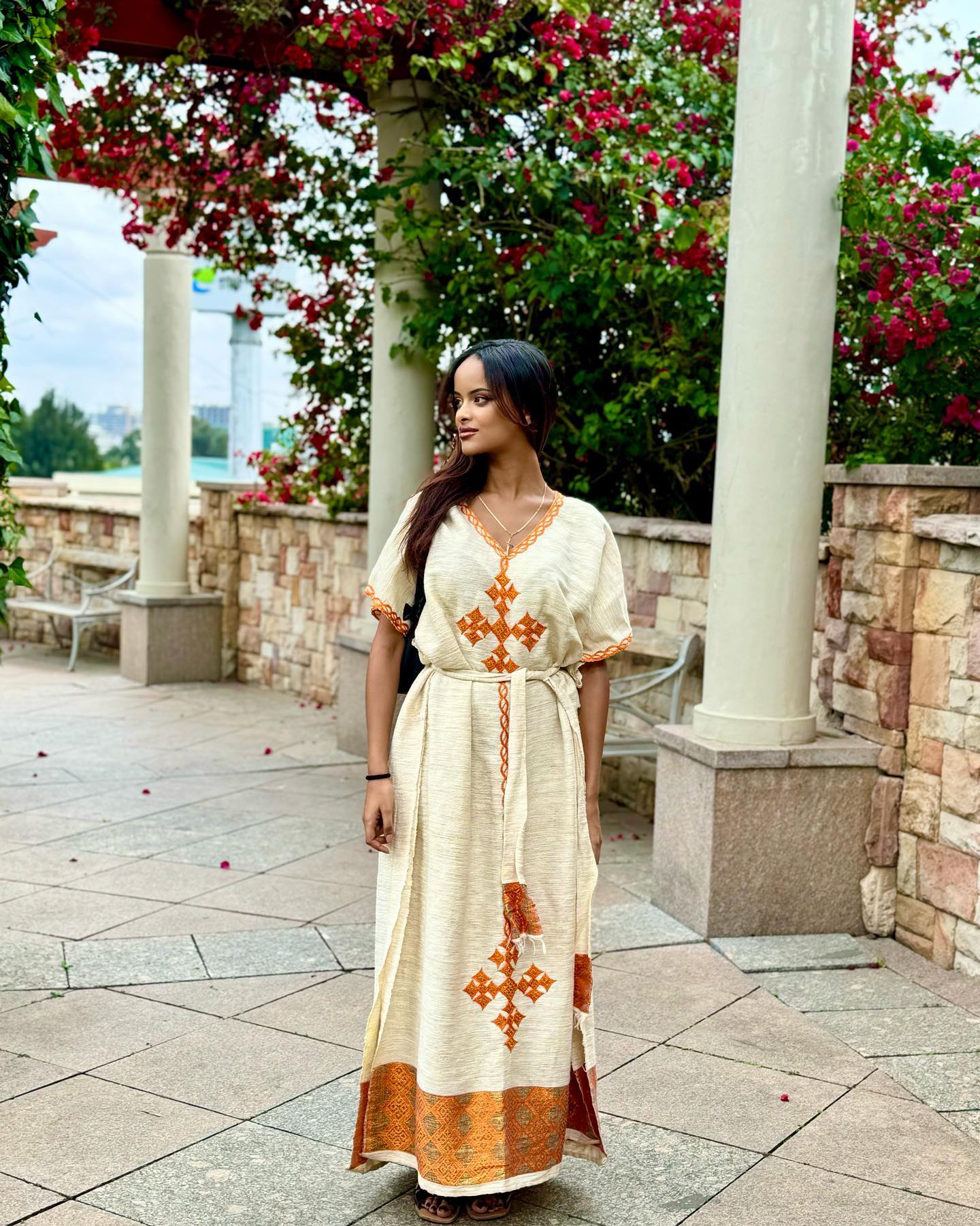 Simple Habesha Kemis For Event Golden Embroidery Habesha Dress Traditional Ethiopian And Eritrean Clothing 553
