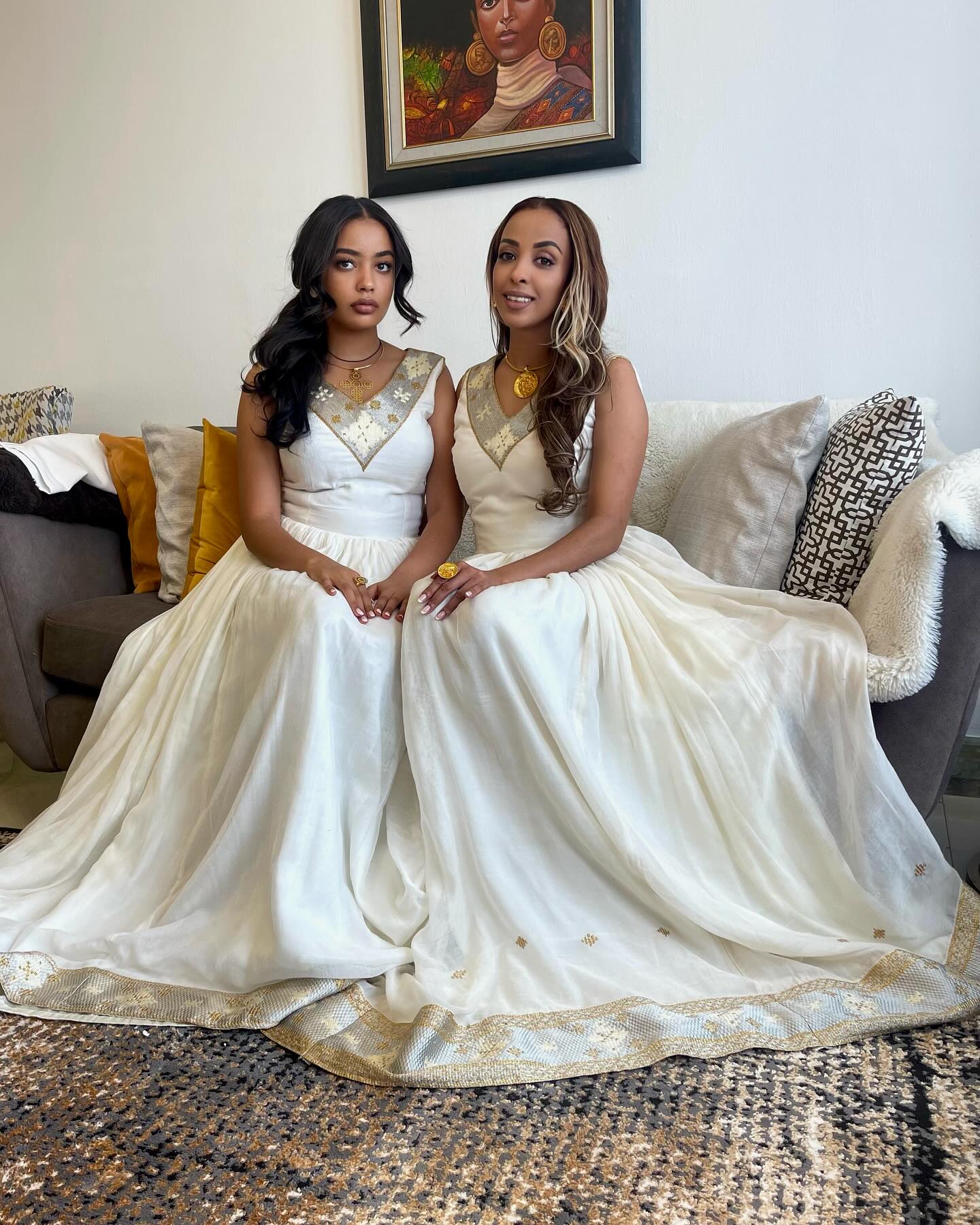White Sleeveless Habesha Kemis Gold Embroidery Habesha Dress Beautiful Ethiopian Dress 595