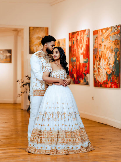 Habesha Couple Outfit Ethiopian Traditional Couple Clothing Habesha Kemis And Men's Set 617