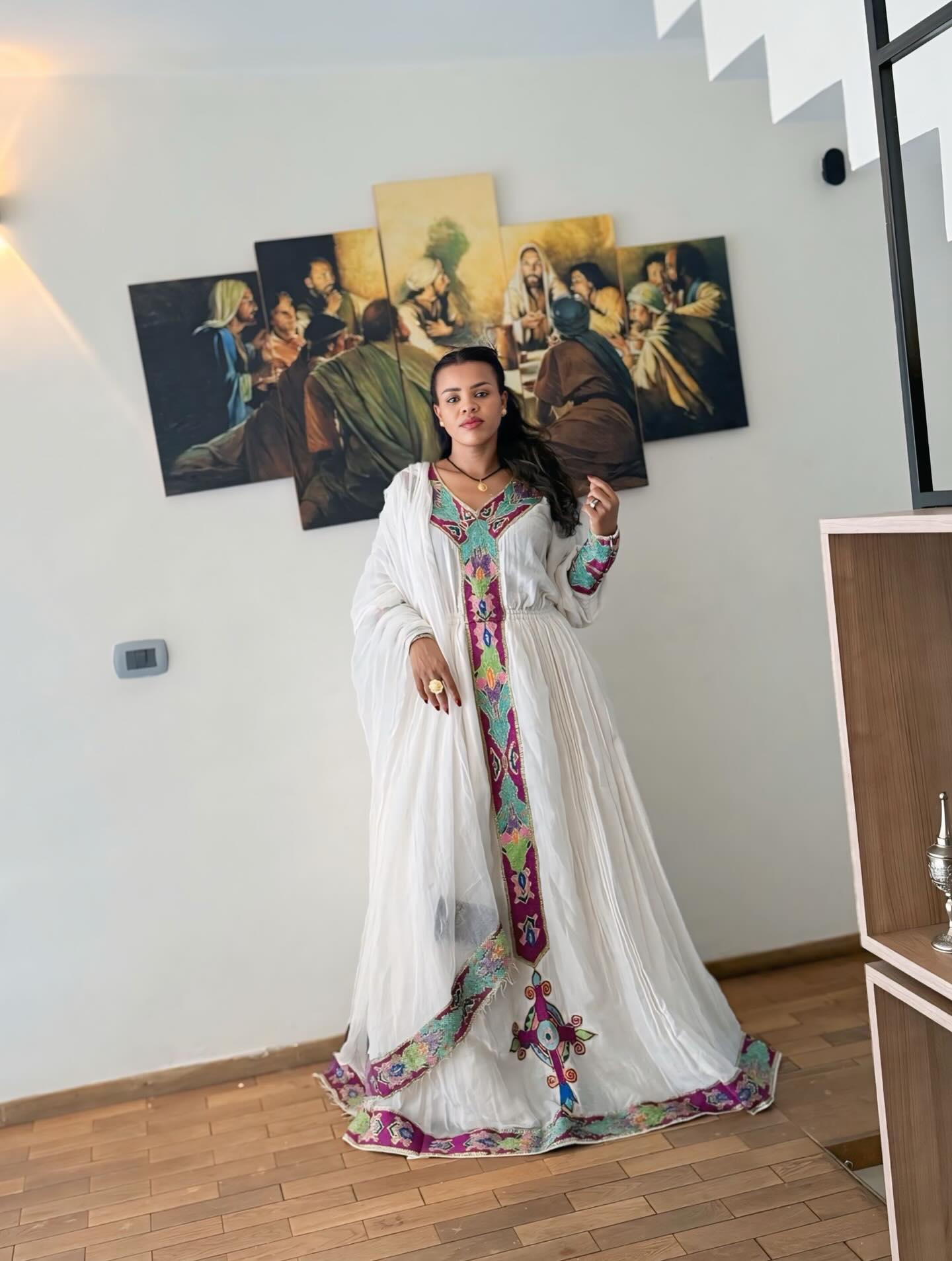 Multicolor Embroidery Habesha Dress Long Sleeve Ethiopian Clothing Timeless Habesha Kemis 625