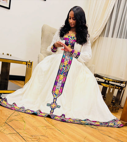 Multicolor Habesha Dress Long Sleeve Habesha Kemis Ethiopian Dress Styles 626