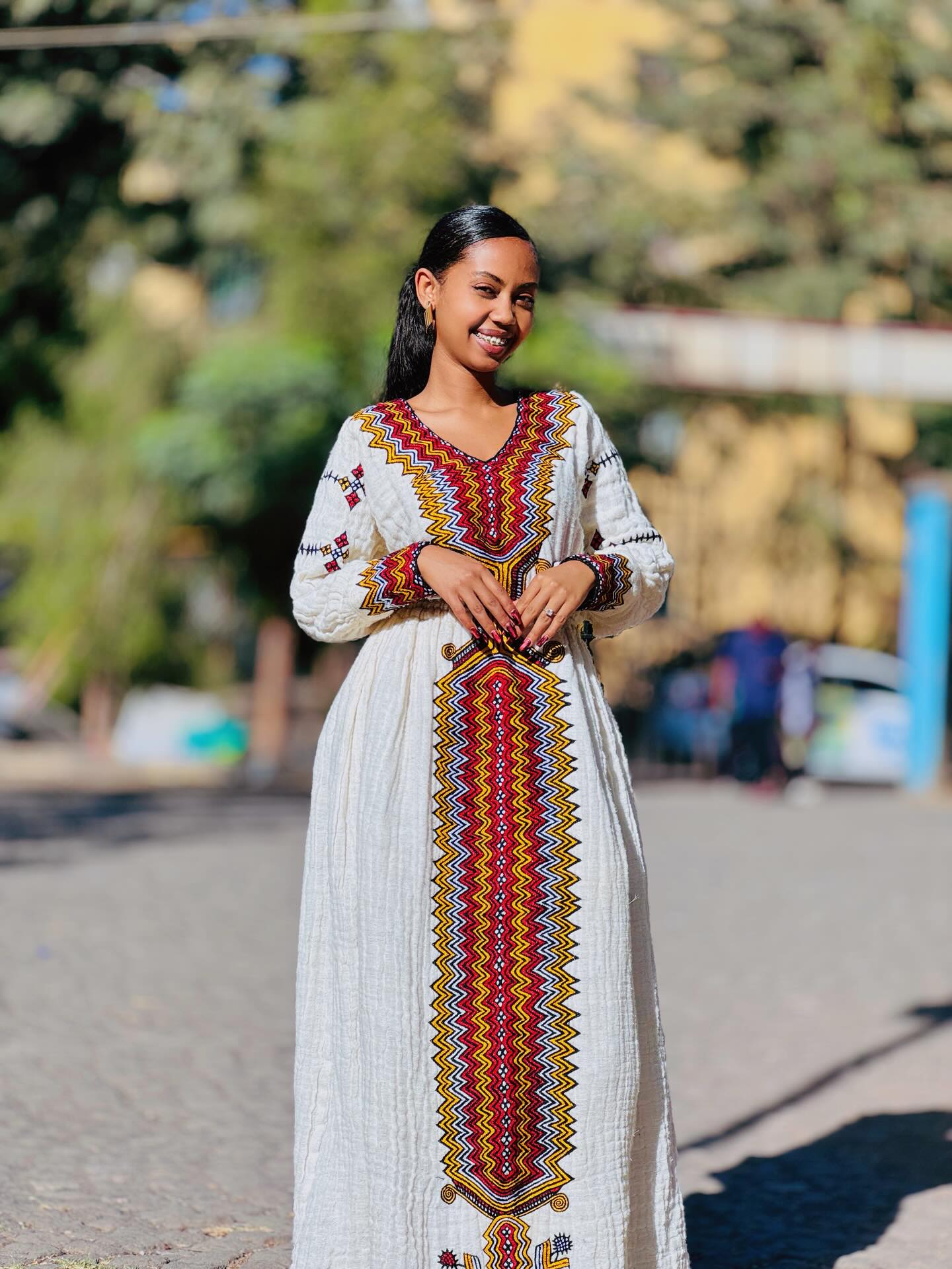 Multicolor Embroidery Habesha Dress Long Sleeve Habesha Kemis Beautiful Ethiopian Clothing 652