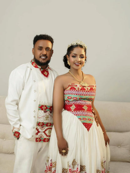 Matching Habesha Couple Outfit Traditional Ethiopian Couple Clothing Beautiful Matching Set 685