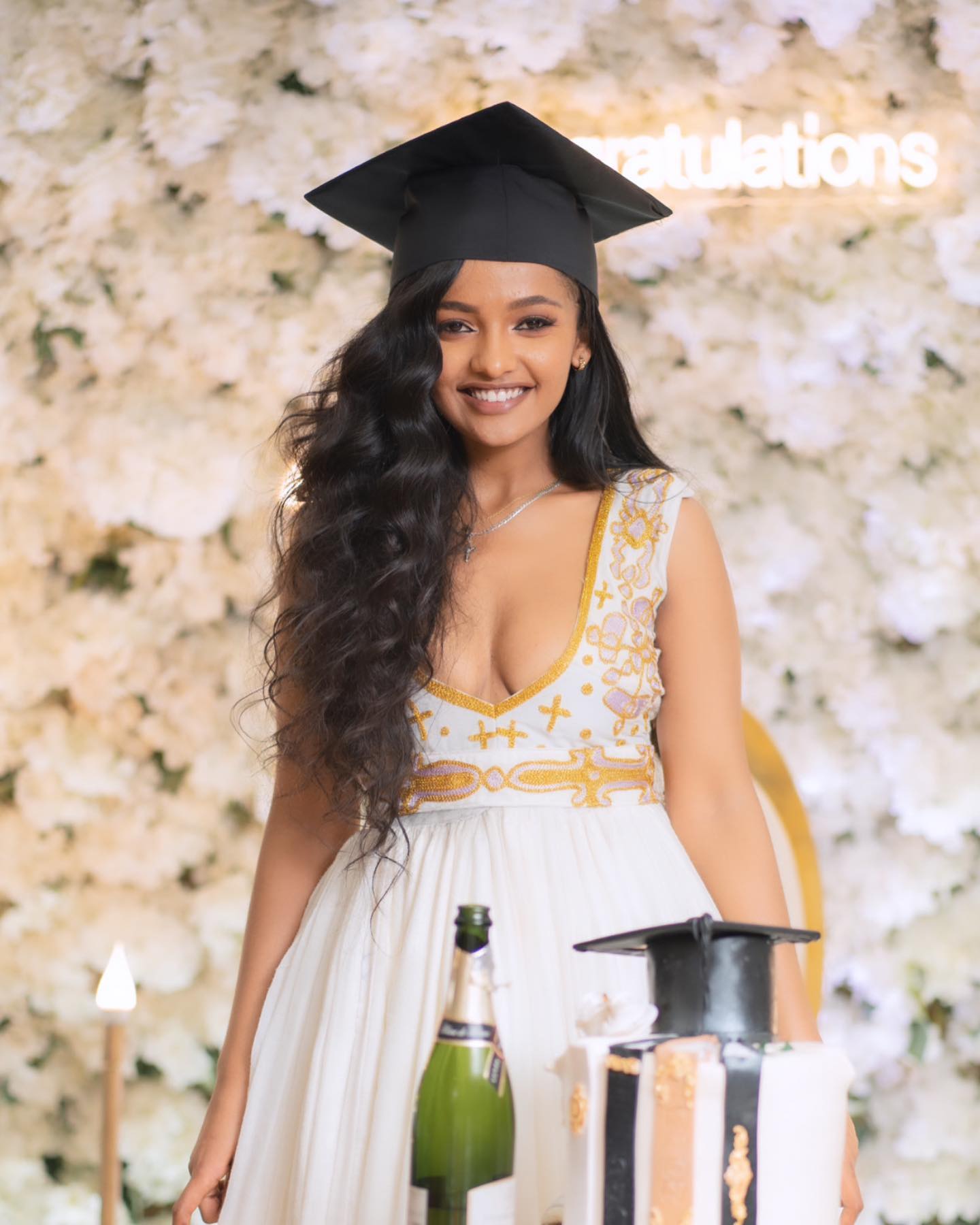 Habesha Dress For Special Event White Habesha Kemis with Gold Embroidery V-neckline Eritrean And Ethiopian Dress 692