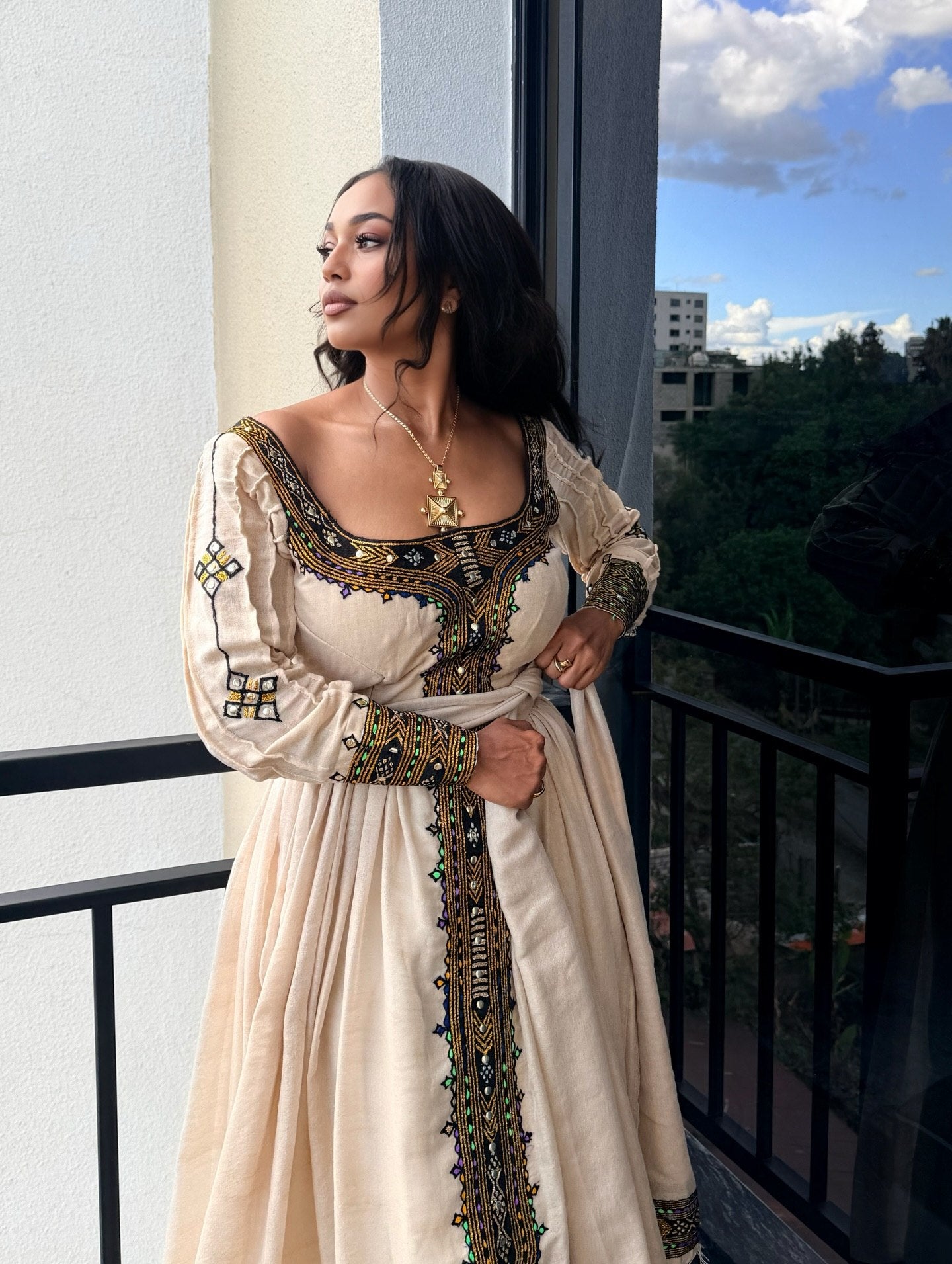 Multicolor Woven Habesha Dress Long Sleeve Habesha Kemis Classic Ethiopian Clothing 703
