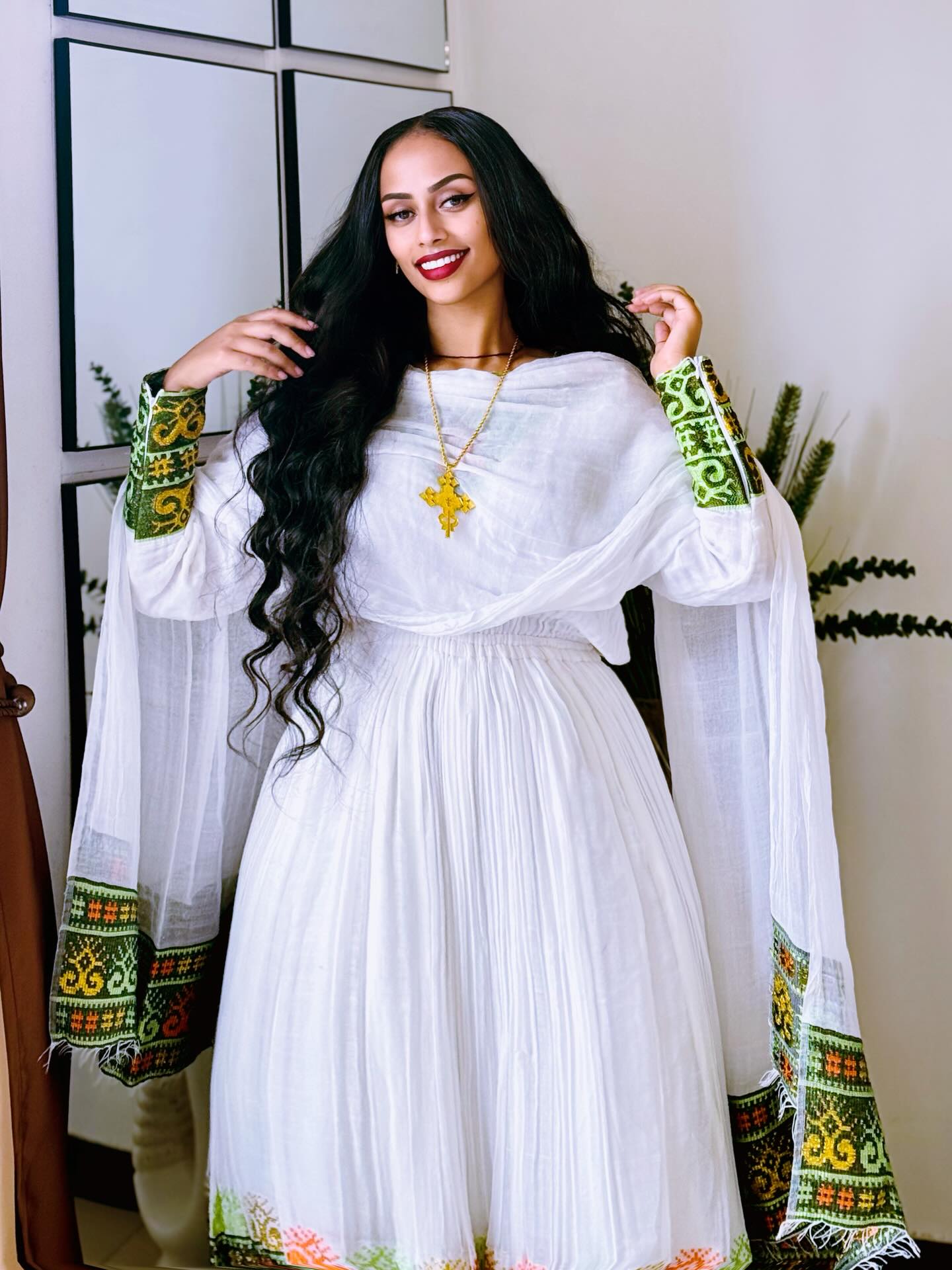 Multicolor Woven Habesha Kemis Timeless Ethiopian Clothing Charming Habesha Dress For Festive 724