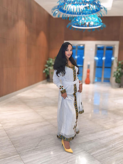 Long Sleeve Habesha Dress Multicolor embroidery Habesha Kemis Timeless Ethiopian Clothing 731