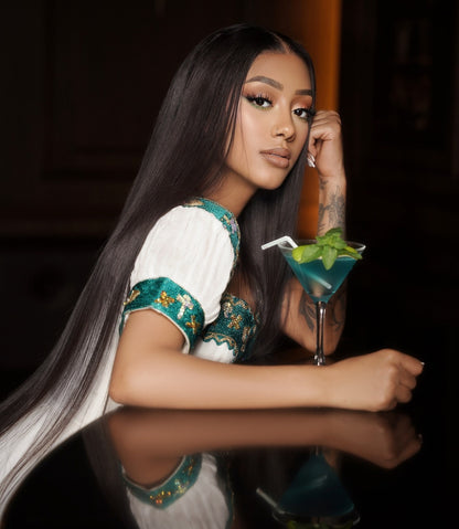 Short Sleeve Habesha Dress White Habesha Kemis With Green Woven Embroidery Elegant Ethiopian Traditional Clothing 740