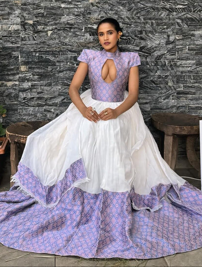 Light Purple Shade Habesha Kemis Subtle Patterned detailing Habesha Dress Ethiopian Clothing 746