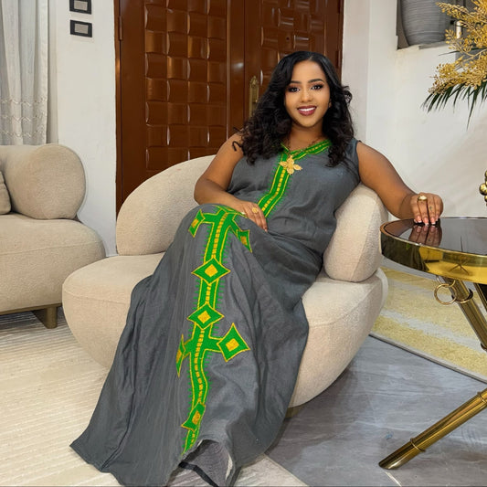 Traditional Ethiopian Clothing Sleeveless Habesha Kemis & Unique Style Habesha Dress