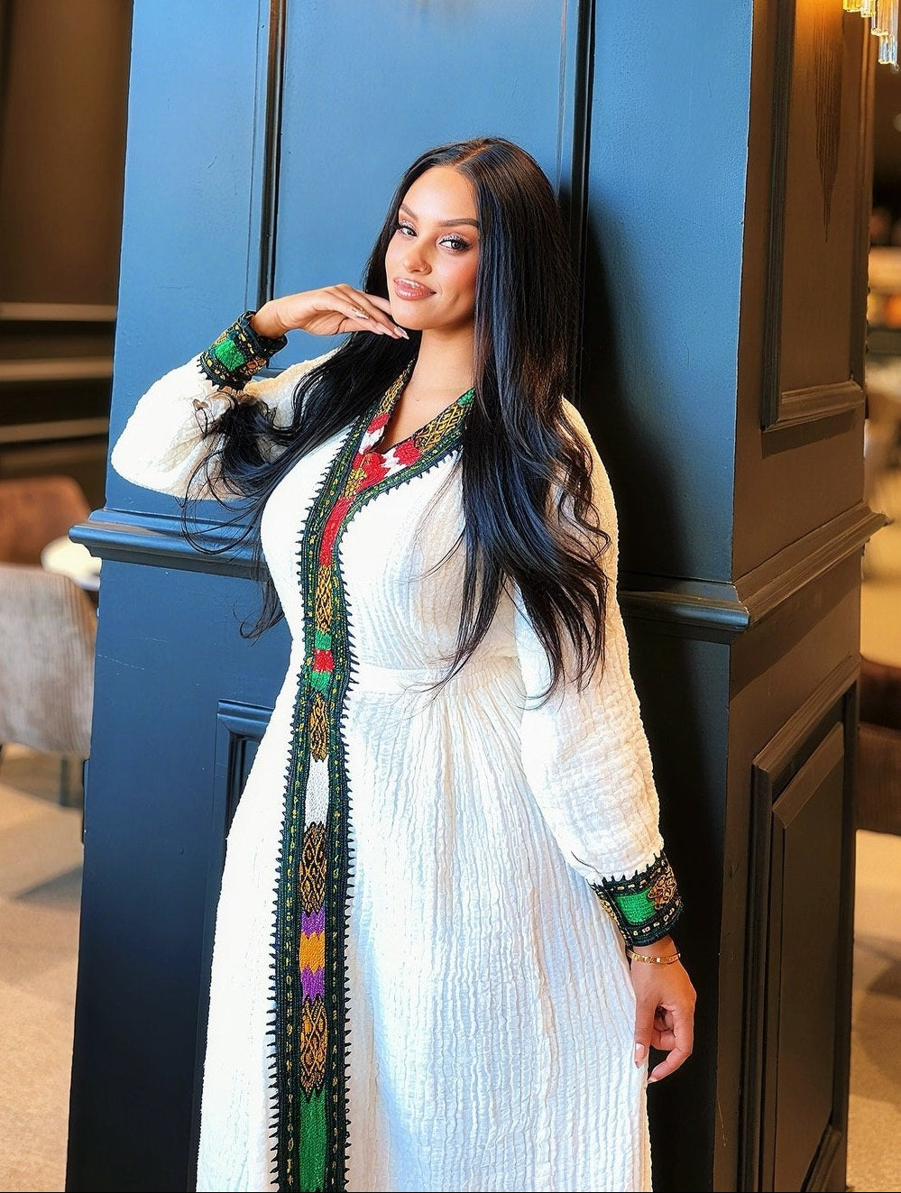 Long Sleeve Habesha Dress Multicolor Habesha Kemis Timeless Ethiopian Clothing 887