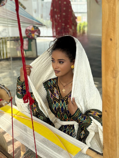 Long Sleeve Habesha Dress  Multicolor Ethiopian Clothing Timeless Traditional Habesha Kemis 890