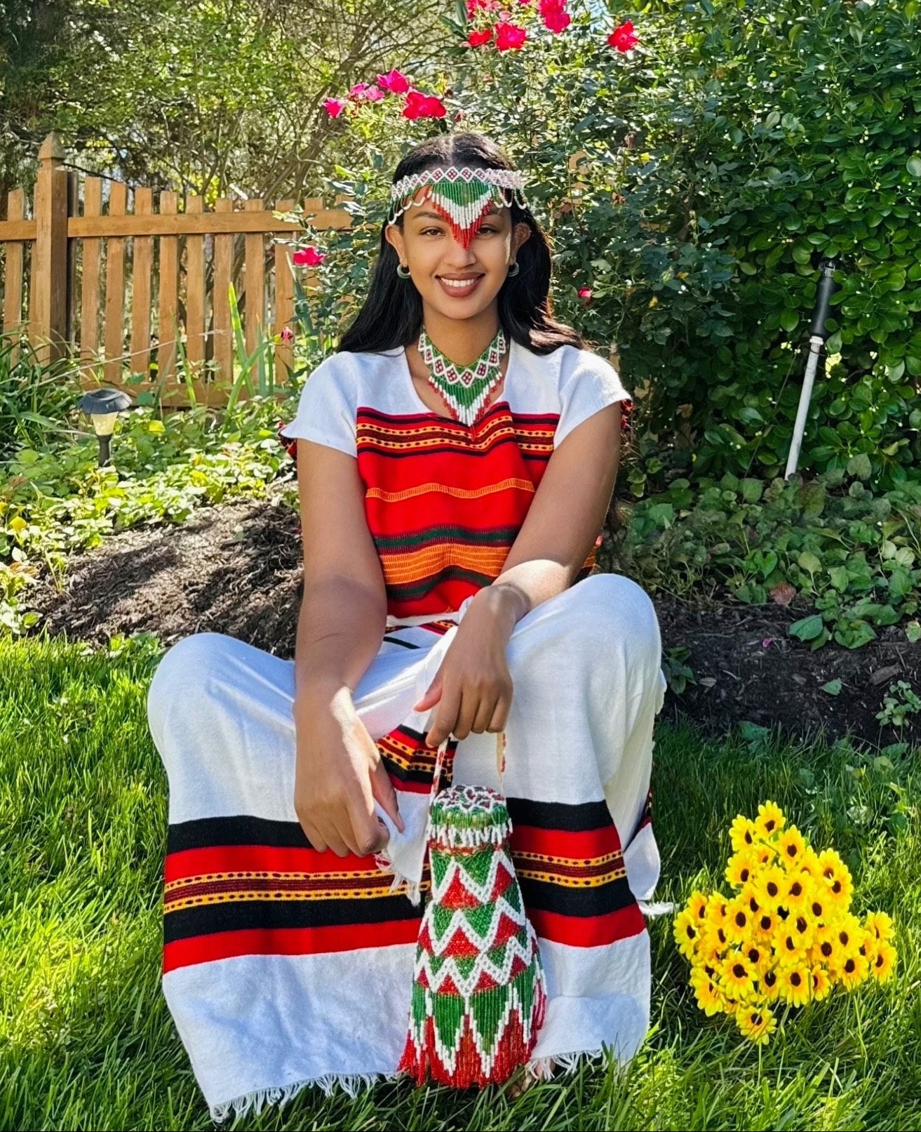 Traditional Oromo Dress with Jewelry Beautiful Oromo Cultural Outfit