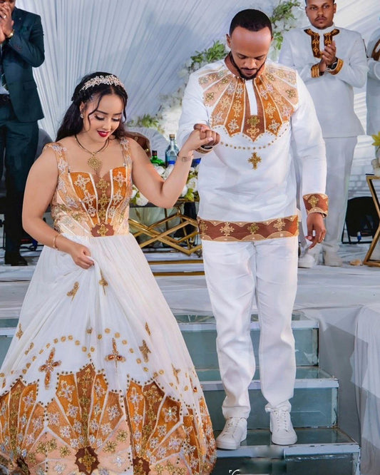 Matching Ethiopian Wedding Dress Set – Traditional Ethiopian Clothing for Couples