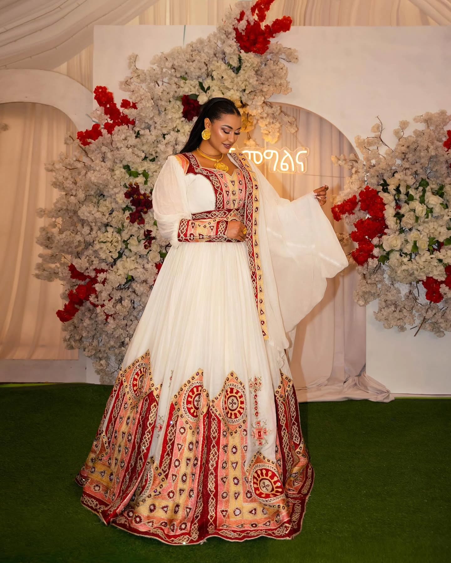 Royal Habesha Dress Elegant Ethiopian Traditional Clothing for Women Ethiopian Habesha Kemis For Wedding 121